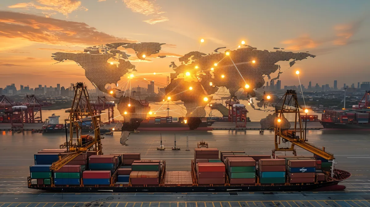 LCL consolidation worldwide — shared container freight at a global logistics hub